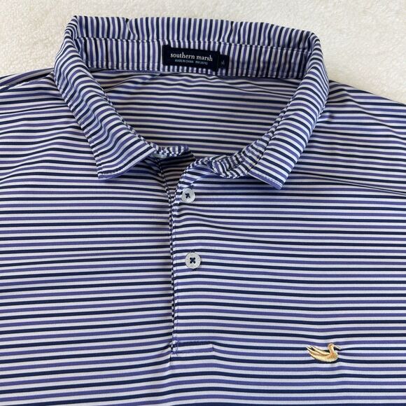 Southern Marsh Mens Performance Golf Polo Shirt Purple Stripe Size XL - Picture 6 of 7